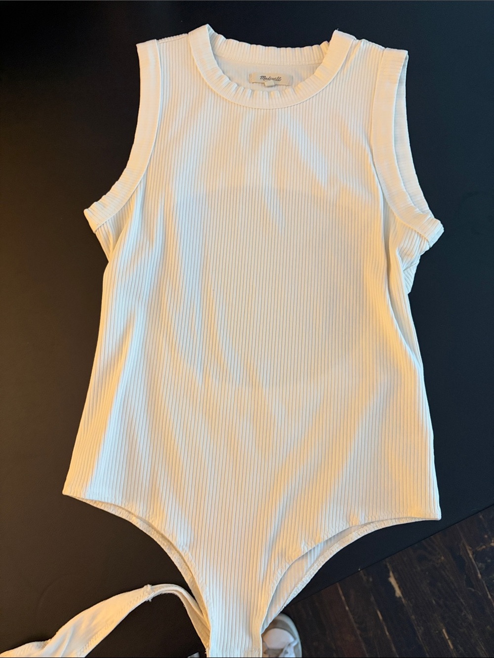 Madewell White Ribbed Sleeveless One-Piece Bodysuit